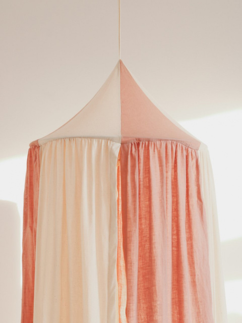 Linen-cotton canopy "Powder circus" pink / cream