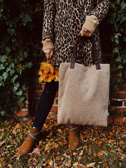 Tasche Mr.m Boucle Beige/ Ohren Naturleder