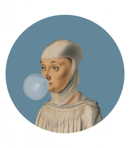 Dekoracja ścienna - mural DOTS Woman with Bubble Gum Blue
