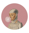 Wall decoration - mural DOTS Woman with Bubble Gum Pink