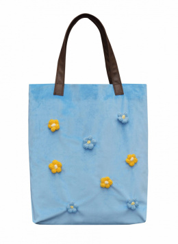 Mr.m flower blue/ears bag natural leather