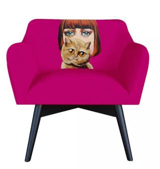 Sessel POP-ART Lady mit Katze