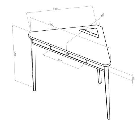 ASHME Corner Desk 114x85x85cm