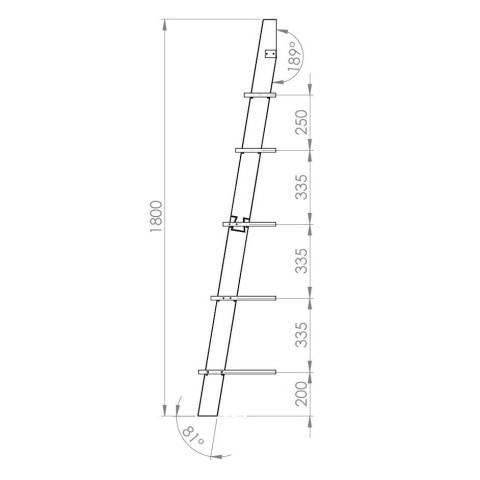 Bookcase Ladder ASHME 85x35x180cm