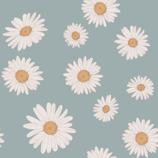 Tuscan Daisies Blue Wallpaper