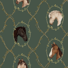 Horse wallpaper: Watercolor horses green