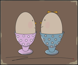 ARTWORK ON CANVAS - MR. AND MRS. EGG AT BREAKFAST