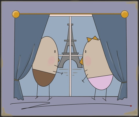 ARTWORK ON CANVAS - MR. AND MRS. EGG IN PARIS