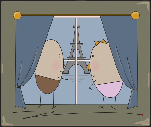 ARTWORK ON CANVAS - MR. AND MRS. EGG IN PARIS