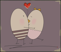 ARTWORK ON CANVAS - MR. AND MRS. EGG IN LOVE