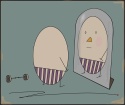 ARTWORK ON CANVAS - MR. EGG AND REFLECTION IN THE MIRROR