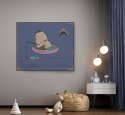 ARTWORK ON CANVAS - MR. EGG WITH HIS DAUGHTER ON FISH