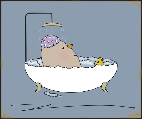 ARTWORK ON CANVAS - MRS. EGG TAKES A BATH