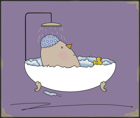 ARTWORK ON CANVAS - MRS. EGG TAKES A BATH