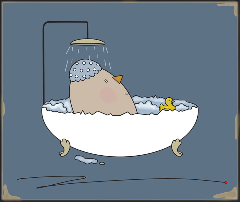 ARTWORK ON CANVAS - MRS. EGG TAKES A BATH