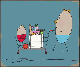 ARTWORK ON CANVAS - MRS. EGG SHOPPING