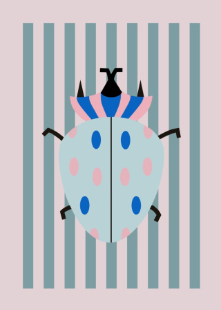 Grafika Charlie beetle niebieski