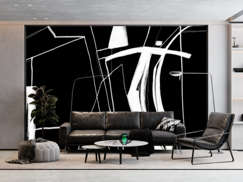 "MURAL BLACK & WHITE NO.1: Wallpaper by Katarzyna Jasyk , roll 100x 200