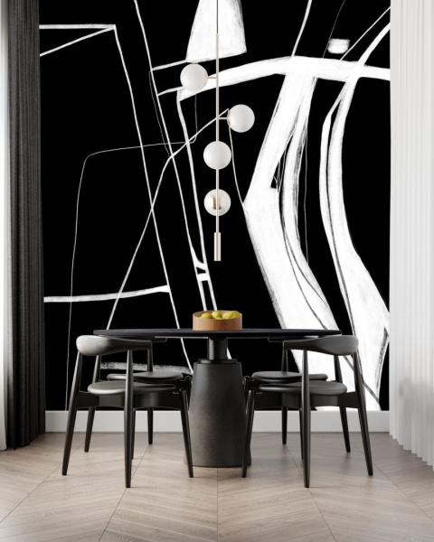 "MURAL BLACK & WHITE NO.1: Wallpaper by Katarzyna Jasyk , roll 100x 200