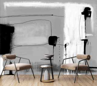 "MURAL BLACK & WHITE NO.2: Wallpaper by Katarzyna Jasyk , roll 100x 200