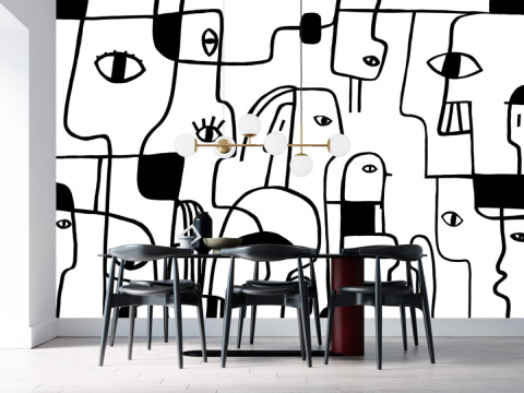 "MURAL BLACK & WHITE NO.4: Wallpaper by Katarzyna Jasyk , roll 100x 200