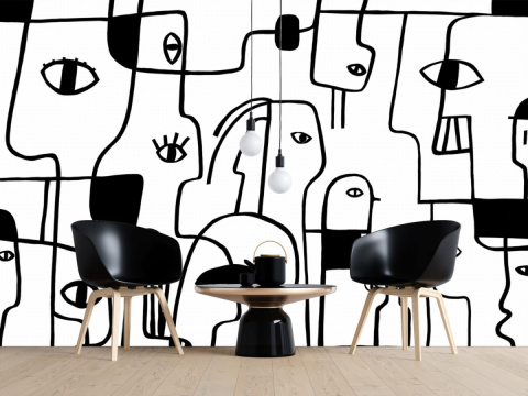 "MURAL BLACK & WHITE NO.4: Wallpaper by Katarzyna Jasyk , roll 100x 200