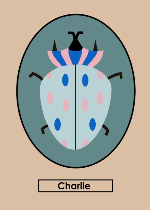 Personalisierte Charlie  beetle-Grafiken mit Ihrem Namen