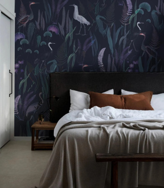 Calm Heron Purple wallpaper by Wallcolors