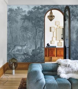 Jungle Cat Blue wallpaper by Wallcolors