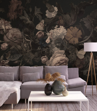 Dragonfly Garden Black wallpaper by Wallcolors