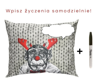 Poduszka Mr. Monkey renifer z twoim życzeniem