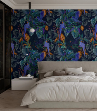 Tapeta Blue Parrots od Wallcolors