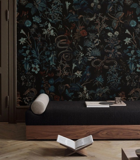 Botanic Black wallpaper by Wallcolors