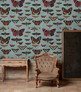 Butterflies Turquoise wallpaper by Wallcolors