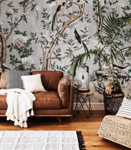 Gray Chinoiserie wallpaper by Wallcolors