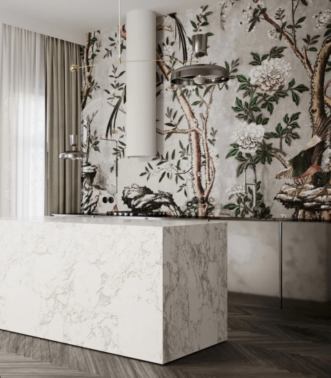 Gray Chinoiserie wallpaper by Wallcolors