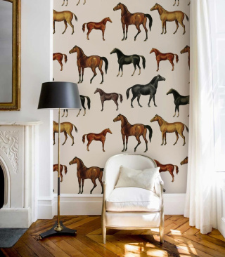 Horses Beige Tapete von Wallcolors