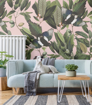 Magpie Pink wallpaper by Wallcolors