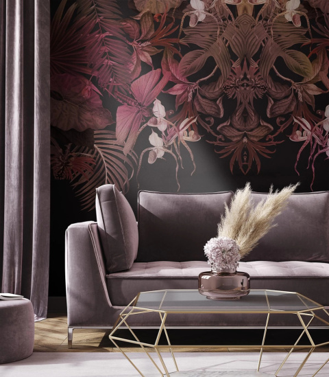 Tropical Composition Pink wallpaper by Wallcolors