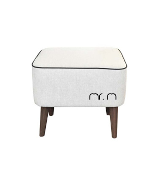 Mr.M upholstered seat pouffe, cream / black - display