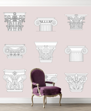 TAPETA ARCHI POWDER PINK NO.2Wallpaper by Katarzyna Jasyk , rolka 100x 200