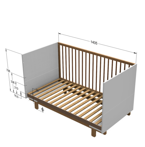 BASIC cot 70 x 140 cm with sofa option white