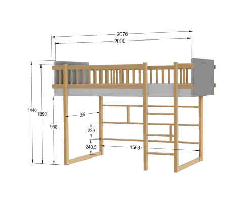 Basic white mezzanine bed