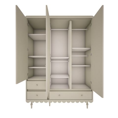 Babuschka dreitüriger Kleiderschrank oliv