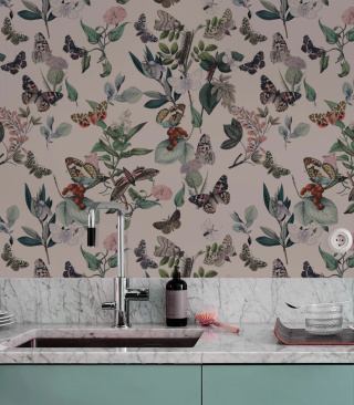 Butterfly Rowan Pink wallpaper by Wallcolors