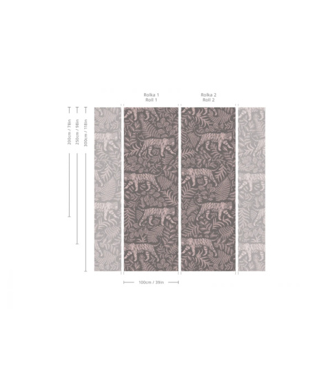 Camouflaged Tiger Gray Pink wallpaper by Wallcolors