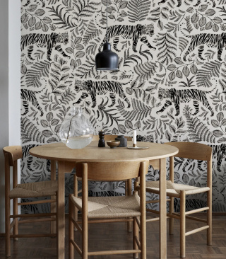 Camouflaged Tiger White wallpaper by Wallcolors