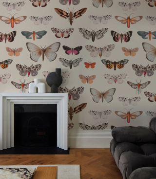 Tapeta Colorful Butterfly Light Beige od Wallcolors