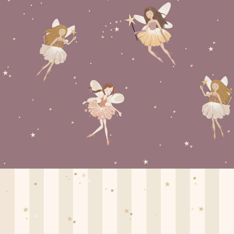 Fairies plum and stripes wallpaper