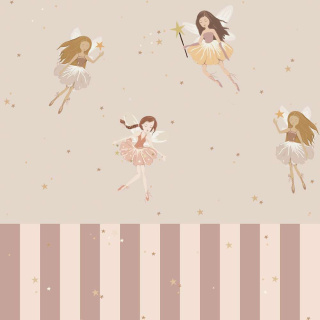 Fairies beige and stripes wallpaper